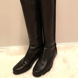 AUTH Stuart Weitzman Boots Leather/Micro Stretch